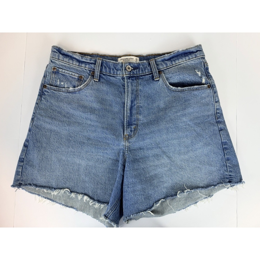 Abercrombie & Fitch "The Dad Short High Rise" Denim Cutoff Shorts Sz 12